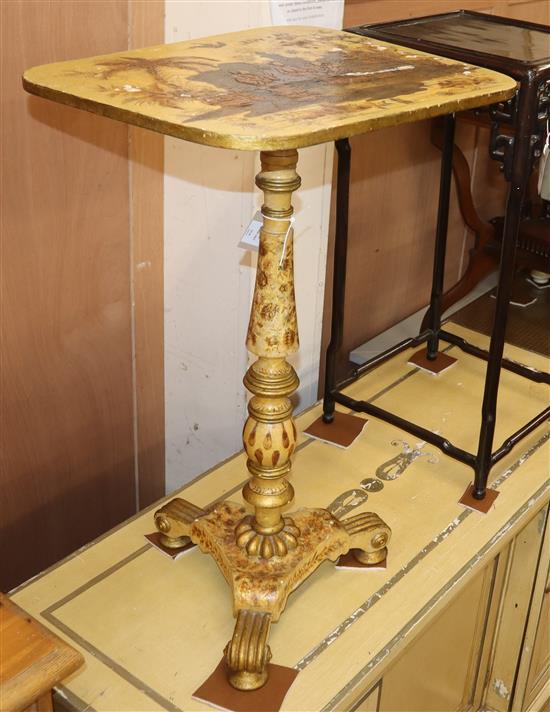 A Regency japanned wine table W.47cm